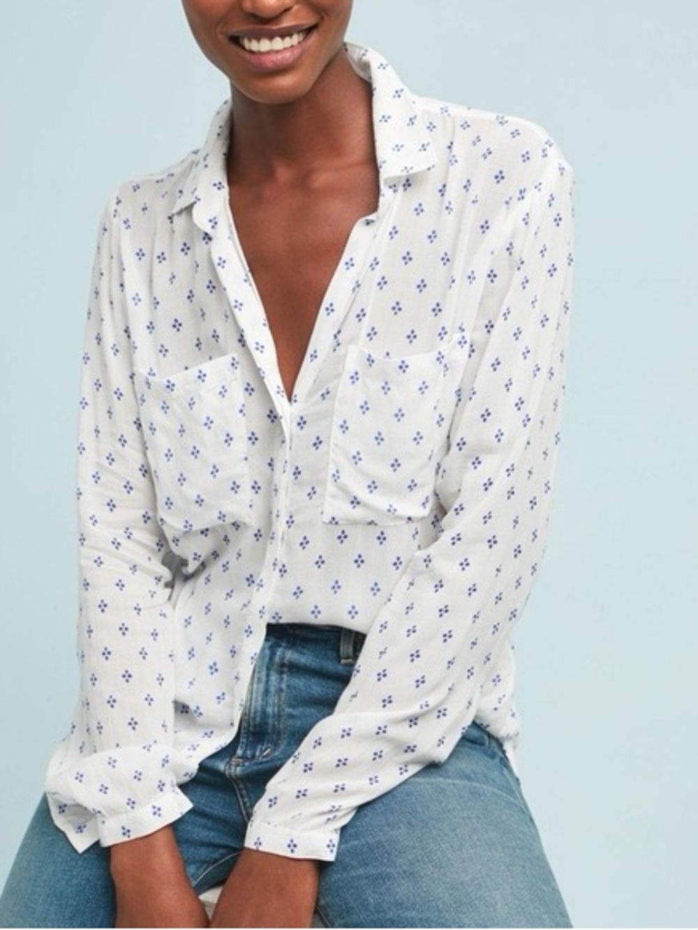 Anthropologie Cloth & Stone Tavira Button-Down Top | S